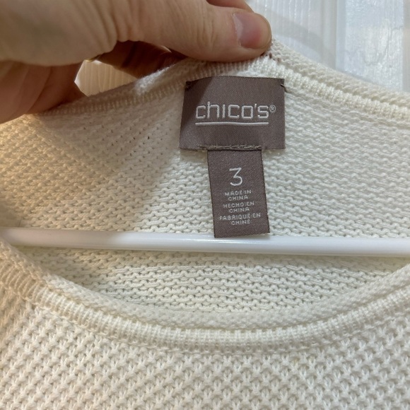 Chico's Nautical Striped Sweater Sz L Cotton Blend Vacation Beachy Coastal Knit - Picture 3 of 9